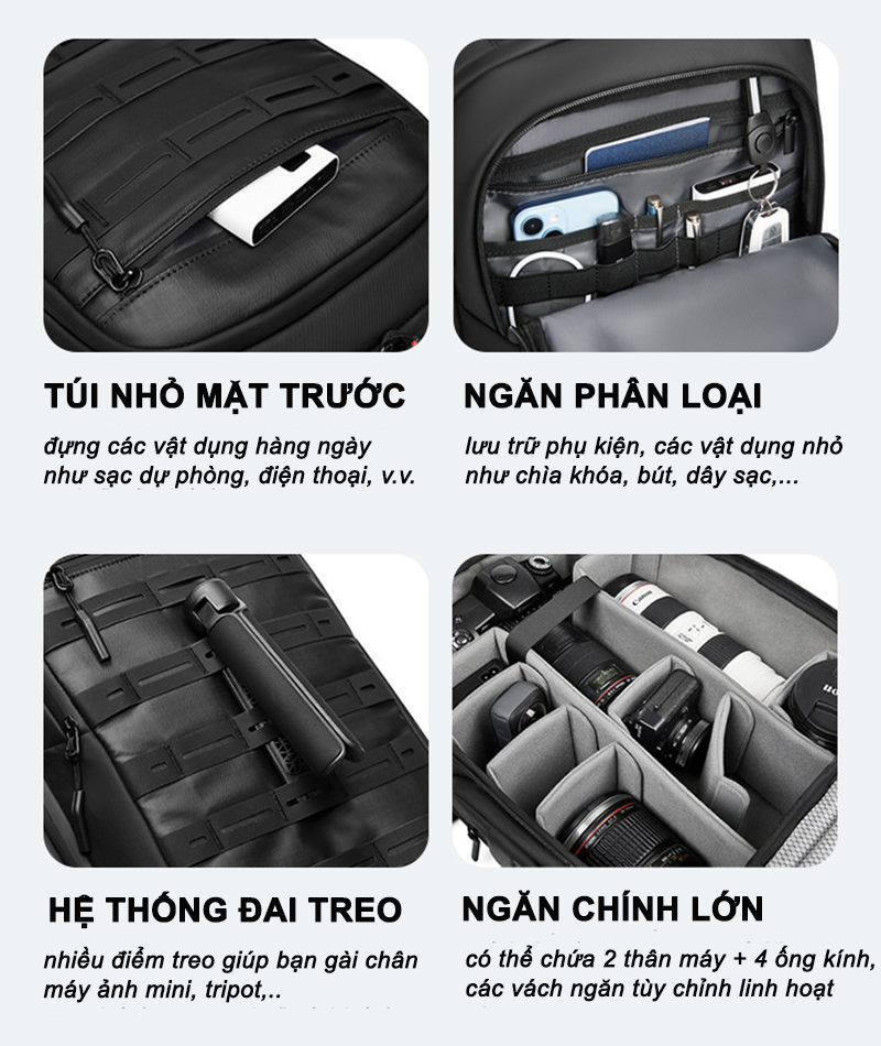 Balo máy ảnh cao cấp Imapro OE7718 - Ảnh 11