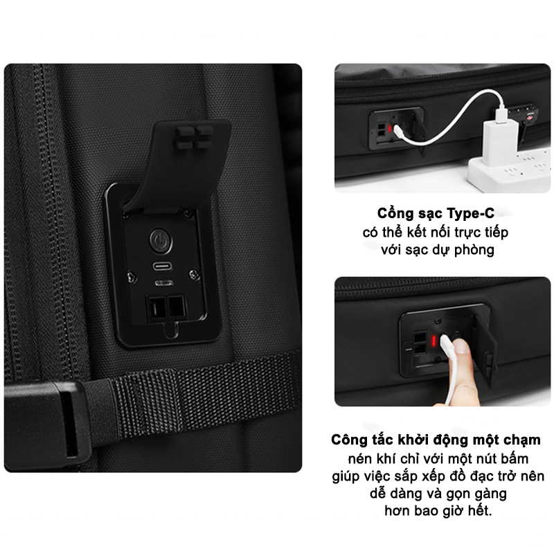 Balo du lịch cỡ lớn hút chân không tự động laptop 17.3″ OE7797 - Ảnh 13