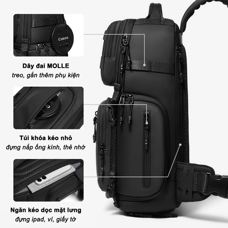 balo đeo chéo đựng máy ảnh OE9262 - Ảnh 9